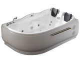 Eago 71 in. Acrylic Right Drain Corner Apron Front Whirlpool Bathtub in White - BathVault