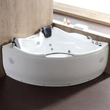 Eago 60 in. Acrylic Offset Drain Corner Apron Front Whirlpool Bathtub in White - BathVault