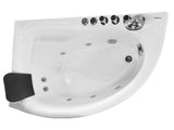 Eago 59 in. Acrylic Right Drain Corner Apron Front Whirlpool Bathtub in White - BathVault