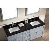 ARIEL Hamlet 73" Double Sink Vanity Set Black Granite Countertop - BathVault