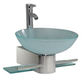 Fresca Cristallino 18" Modern Glass Bathroom Vanity w/ Frosted Vessel Sink - BathVault