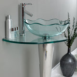 Fresca Netto 24" Modern Glass Bathroom Vanity w/ Wavy Edge Vessel Sink - BathVault