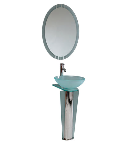 Fresca Vitale 17" Modern Glass Bathroom Vanity w/ Mirror - BathVault