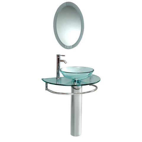 Fresca Attrazione 30" Modern Glass Bathroom Vanity w/ Frosted Edge Mirror - BathVault