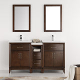 Fresca Cambridge 60" Antique Coffee Double Sink Traditional Bathroom Vanity w/ Mirrors - BathVault