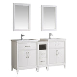 Fresca Cambridge 60" White Double Sink Traditional Bathroom Vanity w/ Mirrors - BathVault
