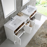 Fresca Cambridge 72" White Double Sink Traditional Bathroom Vanity w/ Mirrors - BathVault