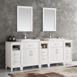Fresca Cambridge 84" White Double Sink Traditional Bathroom Vanity w/ Mirrors - BathVault