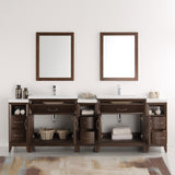 Fresca Cambridge 96" Antique Coffee Double Sink Traditional Bathroom Vanity w/ Mirrors - BathVault