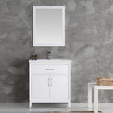 Fresca Cambridge 30" White Traditional Bathroom Vanity w/ Mirror - BathVault