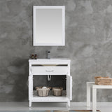 Fresca Cambridge 30" White Traditional Bathroom Vanity w/ Mirror - BathVault