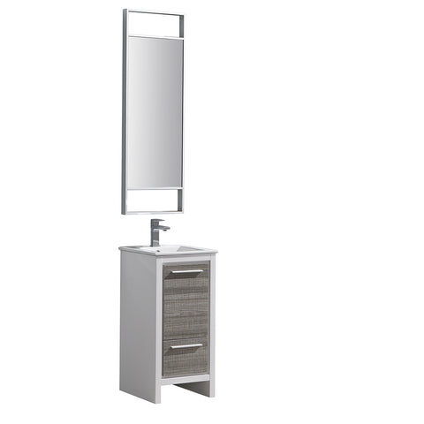 Fresca Allier Rio 16" Ash Gray Modern Bathroom Vanity w/ Mirror - BathVault