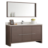 Fresca Allier 60" Gray Oak Modern Single Sink Bathroom Vanity w/ Mirror - BathVault