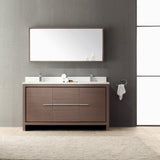 Fresca Allier 60" Gray Oak Modern Double Sink Bathroom Vanity w/ Mirror - BathVault