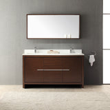 Fresca Allier 60" Wenge Brown Modern Double Sink Bathroom Vanity w/ Mirror - BathVault