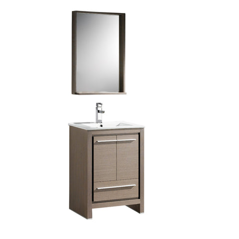 Fresca Allier 24" Gray Oak Modern Bathroom Vanity w/ Mirror - BathVault