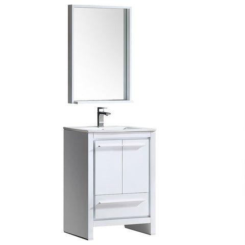 Fresca Allier 24" White Modern Bathroom Vanity w/ Mirror - BathVault