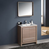 Fresca Allier 30" Gray Oak Modern Bathroom Vanity w/ Mirror - BathVault