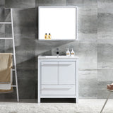 Fresca Allier 30" White Modern Bathroom Vanity w/ Mirror - BathVault