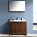 Fresca Allier 40" Wenge Brown Modern Bathroom Vanity w/ Mirror - BathVault