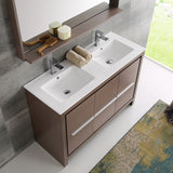 Fresca Allier 48" Gray Oak Modern Double Sink Bathroom Vanity w/ Mirror - BathVault