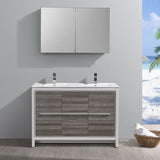 Fresca Allier Rio 48" Ash Gray Double Sink Modern Bathroom Vanity w/ Medicine Cabinet - BathVault
