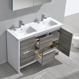 Fresca Allier Rio 48" Ash Gray Double Sink Modern Bathroom Vanity w/ Medicine Cabinet - BathVault