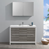 Fresca Allier Rio 48" Ash Gray Single Sink Modern Bathroom Vanity w/ Medicine Cabinet - BathVault