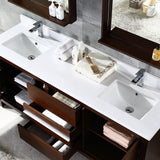 Fresca Allier 72" Wenge Brown Modern Double Sink Bathroom Vanity w/ Mirror - BathVault