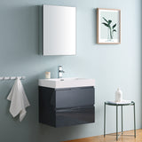 Fresca Valencia 24" Dark Slate Gray Wall Hung Modern Bathroom Vanity w/ Medicine Cabinet - BathVault