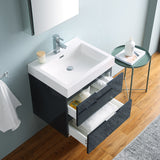 Fresca Valencia 24" Dark Slate Gray Wall Hung Modern Bathroom Vanity w/ Medicine Cabinet - BathVault