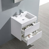 Fresca Valencia 24" Glossy White Wall Hung Modern Bathroom Vanity w/ Medicine Cabinet - BathVault