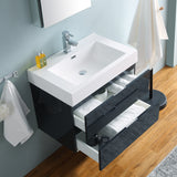 Fresca Valencia 30" Dark Slate Gray Wall Hung Modern Bathroom Vanity w/ Medicine Cabinet - BathVault
