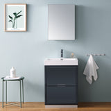 Fresca Valencia 24" Dark Slate Gray Free Standing Modern Bathroom Vanity w/ Medicine Cabinet - BathVault