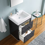 Fresca Valencia 48" Dark Slate Gray Wall Hung Modern Bathroom Vanity w/ Medicine Cabinet - BathVault