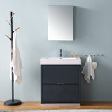 Fresca Valencia 30" Dark Slate Gray Free Standing Modern Bathroom Vanity w/ Medicine Cabinet - BathVault