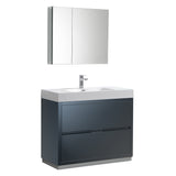 Fresca Valencia 40" Dark Slate Gray Free Standing Modern Bathroom Vanity w/ Medicine Cabinet - BathVault