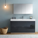 Fresca Valencia 60" Dark Slate Gray Free Standing Modern Bathroom Vanity w/ Medicine Cabinet - BathVault