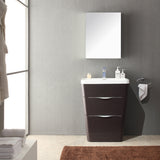 Fresca Milano 26" Chestnut Modern Bathroom Vanity w/ Medicine Cabinet - BathVault
