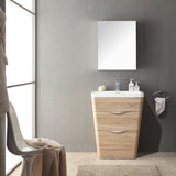 Fresca Milano 26" White Oak Modern Bathroom Vanity w/ Medicine Cabinet - BathVault