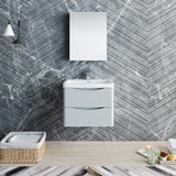 Fresca Tuscany 24" Glossy Gray Wall Hung Modern Bathroom Vanity w/ Medicine Cabinet - BathVault