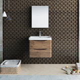 Fresca Tuscany 24" Rosewood Wall Hung Modern Bathroom Vanity w/ Medicine Cabinet - BathVault
