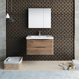 Fresca Tuscany 32" Rosewood Wall Hung Modern Bathroom Vanity w/ Medicine Cabinet - BathVault