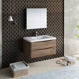 Fresca Tuscany 36" Rosewood Wall Hung Modern Bathroom Vanity w/ Medicine Cabinet - BathVault