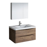 Fresca Tuscany 36" Rosewood Wall Hung Modern Bathroom Vanity w/ Medicine Cabinet - BathVault