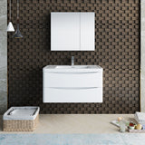 Fresca Tuscany 36" Glossy White Wall Hung Modern Bathroom Vanity w/ Medicine Cabinet - BathVault