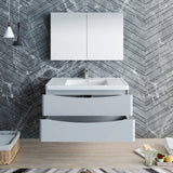 Fresca Tuscany 40" Glossy Gray Wall Hung Modern Bathroom Vanity w/ Medicine Cabinet - BathVault