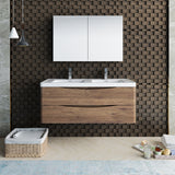 Fresca Tuscany 48" Rosewood Wall Hung Double Sink Modern Bathroom Vanity w/ Medicine Cabinet - BathVault