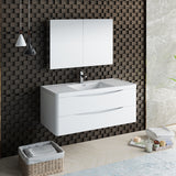 Fresca Tuscany 48" Glossy White Wall Hung Modern Bathroom Vanity w/ Medicine Cabinet - BathVault
