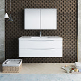 Fresca Tuscany 48" Glossy White Wall Hung Modern Bathroom Vanity w/ Medicine Cabinet - BathVault